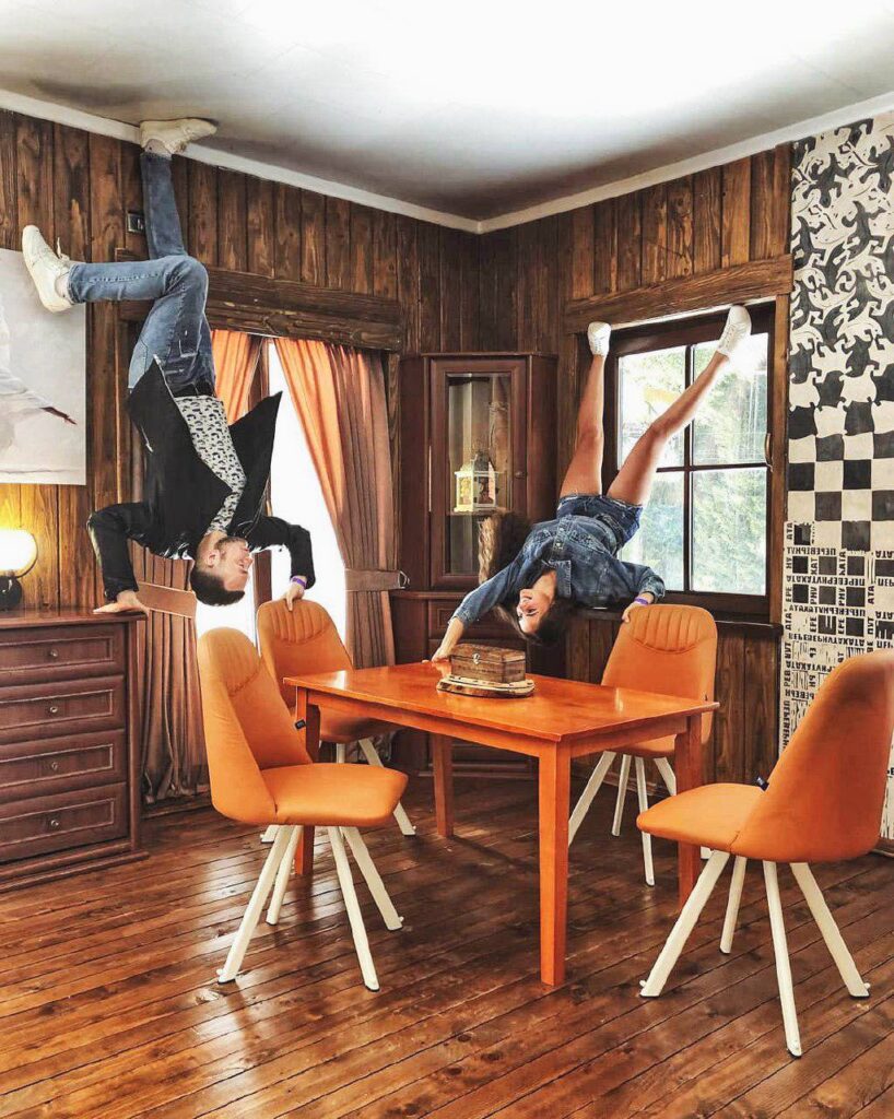 An upside-down house inside
