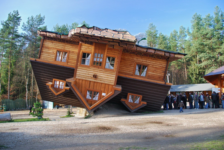 An upside down house